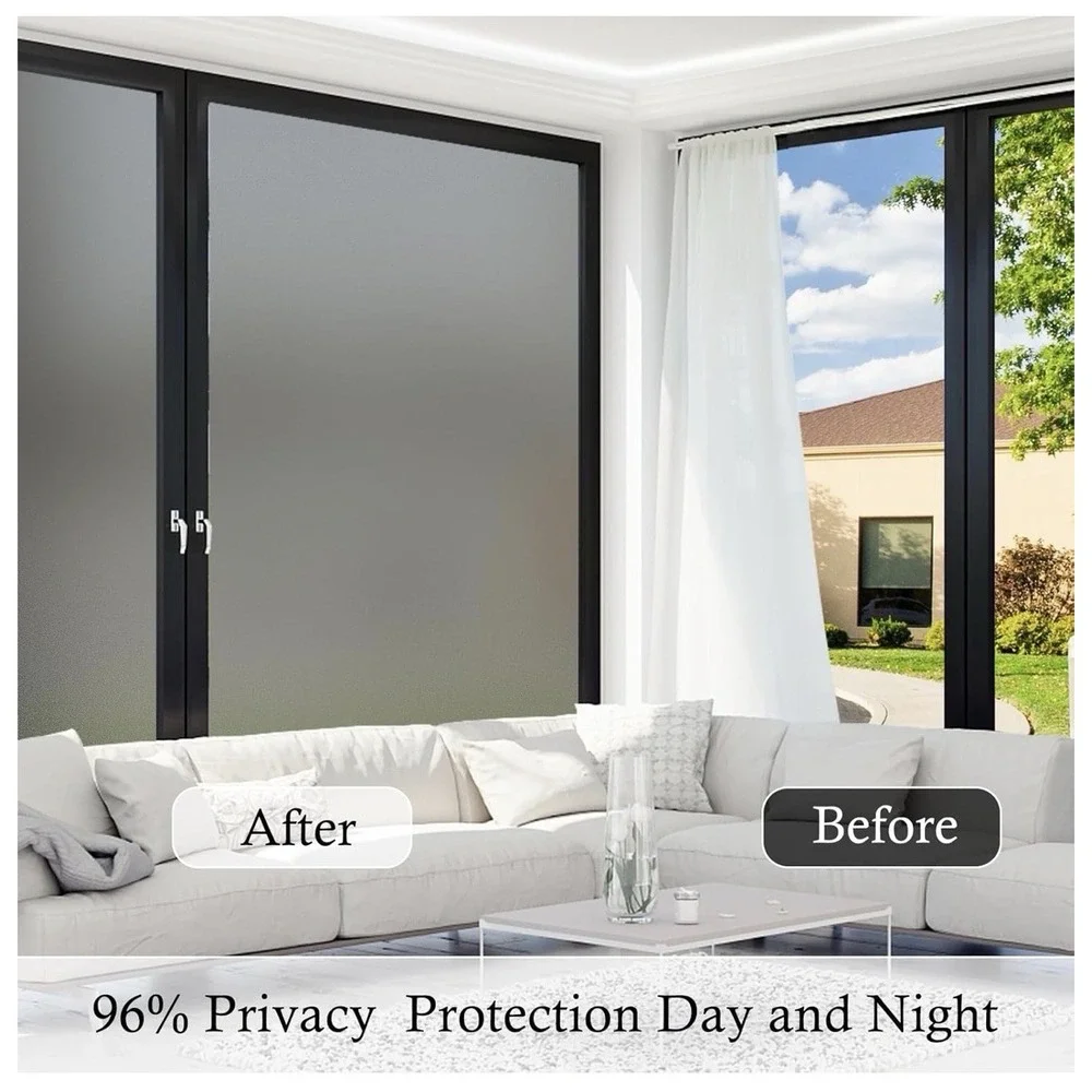 Coavas Window Privacy Film Frosted Glass Static UV Sun 11.8 x 78.7in Gray‎ New